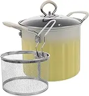 PRETYZOOM 1 Set Japanese Tempura Fryer Pot Cast Iron Deep Fryer with Strainer Basket Lid Compatible with Induction Gas Stoves for Seafood Tempura and Home Cooking