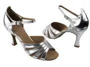 Silver Metallic, Leather, Women Latin Salsa Very Fine Ballroom Dance Shoes 1680