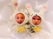 Personalized 3D Faces on Stuffed Toys - Wedding Rabbit Couple