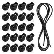 40 Pcs Single Hole Cord Locks with Elastic Cord, Black