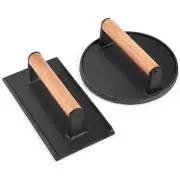 2Pcs Smash Burger Press Bacon Press for Griddle Round Cast Iron Grill Press f...