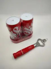 Lot - Coca Cola Coke Retro Style Salt & Pepper Shaker (New) & Coke Bottle Opener