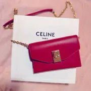 Celine Leather Wallet Crossbody Red Iphone holder