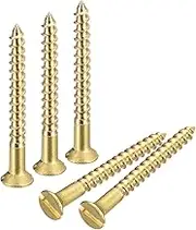 uxcell Brass Wood Screws, 25Pcs M2.5 x 25mm Slotted Drive Flat Head Self Tapping Screw Countersunk for Woodworking Furniture