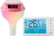 tieedhfu Pool Thermometer with LED Digital Gauge for Accurate Water Temperature Monitoring and RGB Ambient Light ABS, Pink