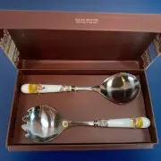 Spode Woodland Salad Servers Fork Spoon Serving Set Thanksgiving - Pheasant
