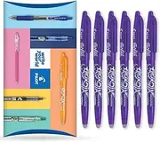 Pilot Frixion Heat/Friction Erasable Rollerball Pen FR7 - Medium Line 0.7mm Tip Nib - Wallet Pack of 6 - Violet