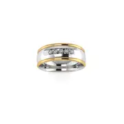 Sterling Silver & 9kt Yellow Gold Men's Ring with Diamond