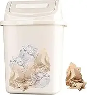 Garbage Can with Swing Lid - 3.17 Gallon Swing-Top Wastebasket - Space Saving Recycling Bin Indoor for Under Counter, Dormitory, Bedroom, Garage