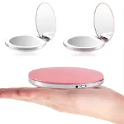 Mini Folding LED Light USB Chargeable Makeup Mirror Compact Pocket Two-Side