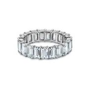 ISAAC WOLF 9 CT Emerald Cut Eternity Moissanite Wedding Band 10K