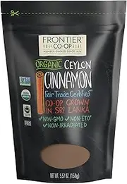 Frontier Co-op Fair Trade Ground Ceylon Cinnamon Powder Organic, Kosher, 5.57oz - Bulk Bag Refill for Shaker, Baking, Beverages, and Cooking