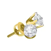 14k Yellow Gold Round Diamond Solitaire Stud Earrings 1/2 Cttw (Certified)