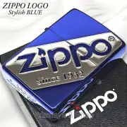 Diagonal Big Logo Blue Silver Zippo Oil Lighter MIB