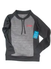 Coca-Cola Ladies Pullover Side Zip Pockets Small Gray Thumbhole Cuffs Spacedye