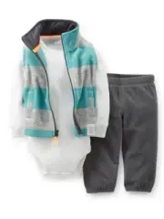 Carters Infant Boys 3 Piece Macho Man Outfit Sweat Pants Creeper Jacket Vest NB