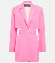 [Jacquemus] Jacquemus La Robe Bari cutout linen minidress UK 14 pink