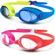 Kids Swim Goggles 2 Pack - Quick Adjustable Strap Swimming One Size 2 Pack-e