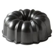 Nordic Ware Bundt Fluted Pan Tube Cake Grey Coated Aluminum 12 Cup USA Made