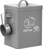 Dog and Cat Food Storage Container, Metal Good Sealing Square Dog Can with Lid and Spoon, Large Capacity Tin Storage Can, Practical Dog Treat Holder Organizer for Home