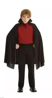 NEW Halloween Costume Boy Vampire Black Collared Cape Child Unisex OSFM Dress Up