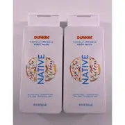 Native DUNKIN VANILLA SPRINKLE Body Wash 18oz LIMITED EDITION Lot Of 2 New