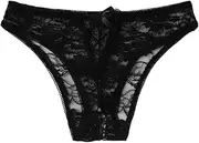 [Generic] 1PC Women Plus Lingerie Thong Floral Sexy Underwear Brief Crotchless Lace Panty 5X Lingerie for Plus Size Women