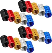 Valve Stem Caps 20 Pcs, Tire Valve Caps Valve Stem Caps, Hexagon Shape, for Motorbike, Car, Bike, Trucks, Bicycle for Prevent Air Leakage(Blue, Silver, Red, Gold, Black)