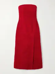 [MCQUEEN] MCQUEEN - Strapless Suede Midi Dress - Red - IT38 IT 38 Red