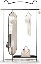 Body Length Mirror Rotating Full-Length Mirror Coat Rack Floor-Standing Combination Multi-Functional Dressing Mirror Fitting Mirror Hanging Clothes Rack Storage Floor Mirrors(Black,95cm)
