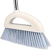Angle Broom for Hardwood Floors - Soft Bristled Indoor & Kitchen Broom (Light Pink)