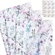 Pineraap 24 Sheets Floral Tissue Paper with Stickers, 19.7 x 27.6 Inch Wildflower Gift Wrapping Paper Purple Flower Printed Decorative Tissue Paper for Wedding Birthday Bridal Shower DIY Craft - B