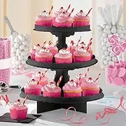 Amscan 3 Tier Cupcake Treat Stand, Black