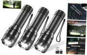 Rechargeable Flashlights, Tactical Flashlights High Lumens, Super Bright 3Pack