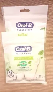 ORAL-B FLOSS PICKS Fresh Mint Scope Freshness 150 Mint Picks 2 -75 PACKS SEALS