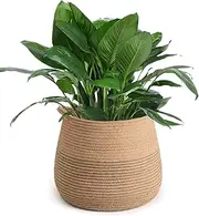 Plant Basket Woven Jute Belly Basket for Storage Plants Laundry Picnic Indoor Floor Planter Pot Cover & Beach Bag