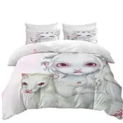 Two of a Kind Albino Elf Girl and Her Albino Ferret Quilt Cover