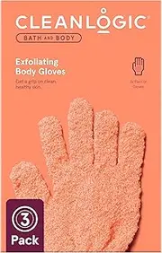 Cleanlogic Bath & Body Exfoliating Stretch Body Gloves, Assorted Colors, Removes Dry & Damaged Skin, Vegan-Friendly - Pack of 3
