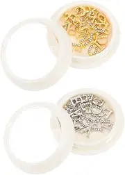 BIUDECO 2 Boxes Rhinestone Letter Charms for Nail Art Metallic Alphabet Charms for DIY Crafts Scrapbooking Nail Salon Use