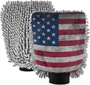 XYMZR Vintage America Absorbent Microfiber Car Wash Mitt, Funny Cute Anime Scratch Free for Cars Cleaning, Home Cleaning Mitts, 2 Pack, 10.24” L x 7.09” W