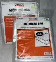 UHAUL FULL Mattress Bag Protector (Double) 87 x 54 x 10 Moving Storage Lot Of 2