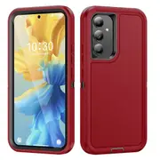 For Samsung Galaxy S24 5G Case, 3-Layer Armor Cover, Red Black