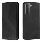 S21 Fe Case PU Leather Flip Cover Magnetic Closure Wallet Card Slots Stand Case - Red