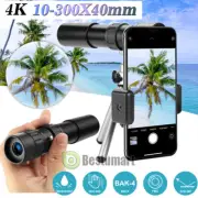 4k 10-300X40mm Zoom Optical HD Lens Monocular Telescope Telephoto for Cell Phone