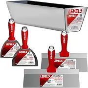 Drywall Hand Tool Kit, Stainless Steel - LEVEL5 | Joint/Taping Knives + 14" Mud Pan | Soft-Grip Handles | Pro-Grade | 5-600