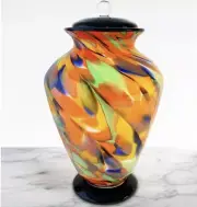 Autumn Radiance Hand Blown Glass Cremation Urns for Human Ashes - Museum Quality