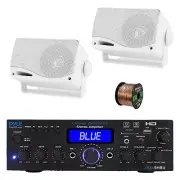 Pyle PDA9HBU 2-Channel Home Audio Bluetooth Receiver, 2x 3.5" White Speaker,Wire