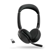 Jabra Evolve2 65 Flex UC Stereo Bluetooth Headset, Link380a USB-A Dongle Included, Foldable Design, 2Yr Warranty, 30m Wireless Range, 20 hours battery