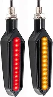 Motorcycle LED Light 12V 10mm Flowing Water Blinker Light 24LED Universal Moto Built Relay Flashing Indicator Light(2Pcs-Red to Yellow)