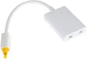 TEHAUX Digital Optical Audio Splitter White Audio Adapter with Plated Terminals Dual Output for Sound Distribution for Home Entertainment Systems